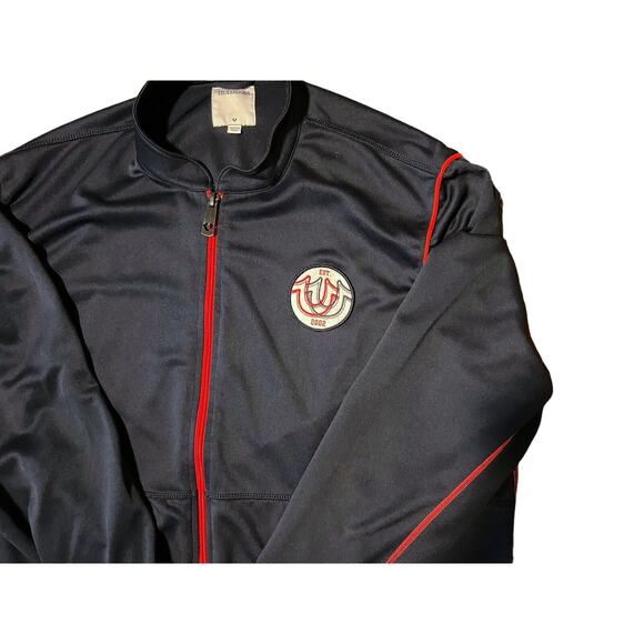 True Religion Sport Lightweight Track Jacket Navy W/ Red-Logo Patch GREAT CONDIT - Picture 4 of 12